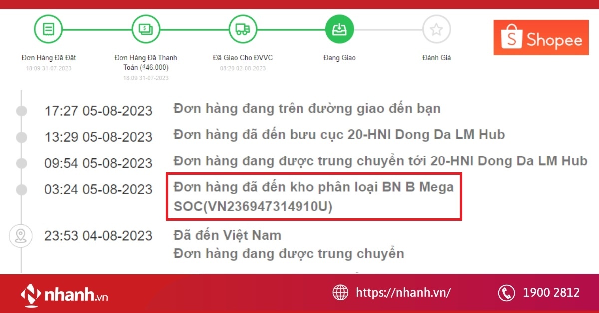 Kho BN A/B Mega SOC ở đâu? Hàng đến kho khi nào nhận được?