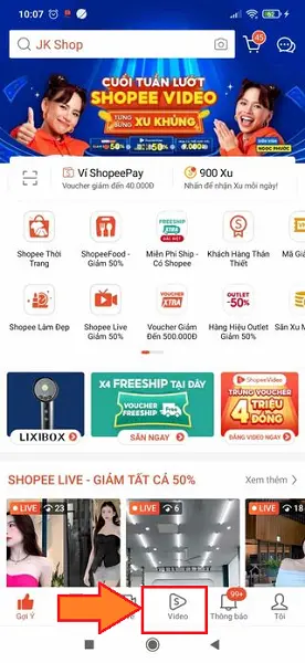 Làm sao để mua hàng trên Shopee Video áp voucher 50% đơn 0Đ