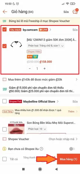 Làm sao để mua hàng trên Shopee Video áp voucher 50% đơn 0Đ