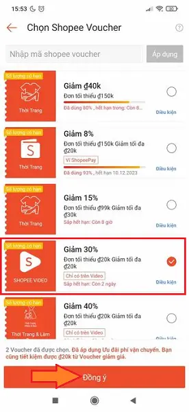 Làm sao để mua hàng trên Shopee Video áp voucher 50% đơn 0Đ