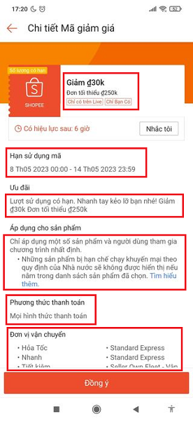 Làm thế nào để xem điều kiện sử dụng mã giảm giá Shopee?