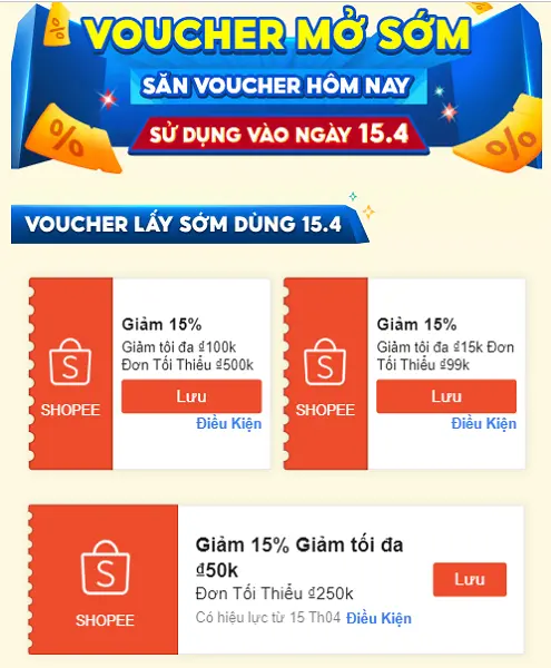 Shopee 15.4: FreeShip 0Đ, Shopee Video Giảm 50%