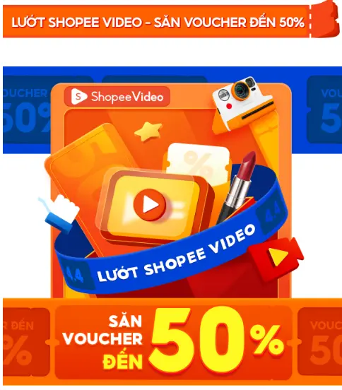 Shopee 4.4: Voucher Shopee Video 50%, Shopee Live Siêu Rẻ