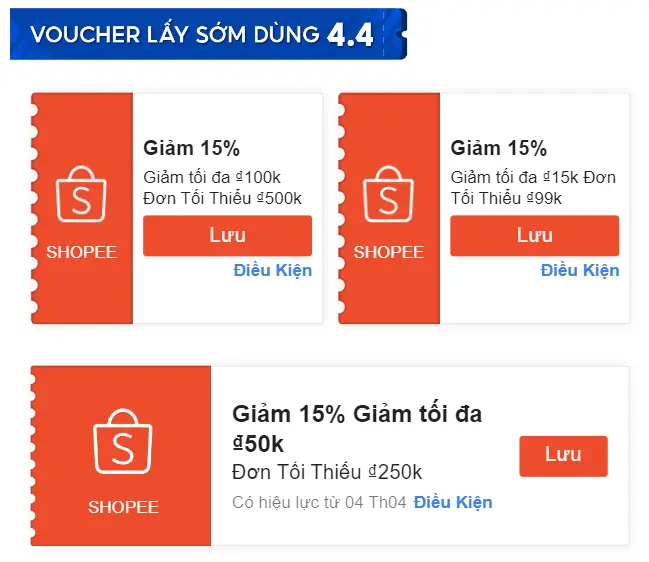 Shopee 4.4: Voucher Shopee Video 50%, Shopee Live Siêu Rẻ