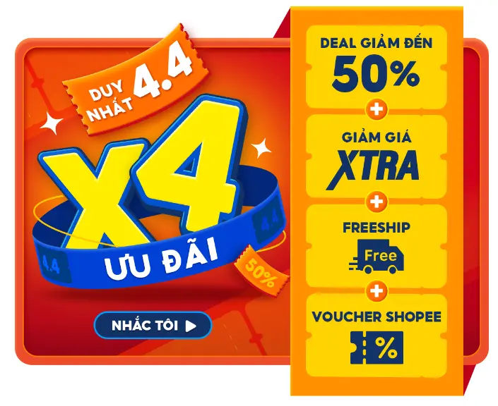 Shopee 4.4: Voucher Shopee Video 50%, Shopee Live Siêu Rẻ